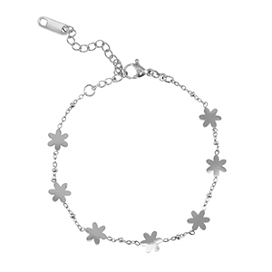 Roestvrij stalen (RVS) Stainless steel armbanden bloem Silver