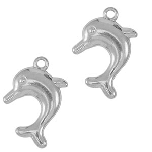 Roestvrij stalen (RVS) Stainless steel bedel dolfijn Silver