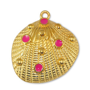 Bedels DQ metaal schelp Fuchsia-Goud (nikkelvrij)