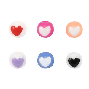 Acryl kralen rond hart Multicolor