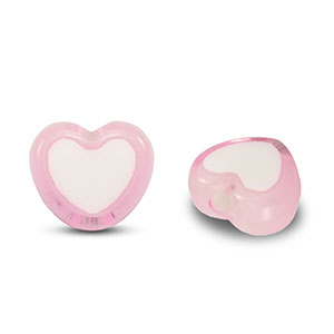 Acryl kralen hart Light pink-white