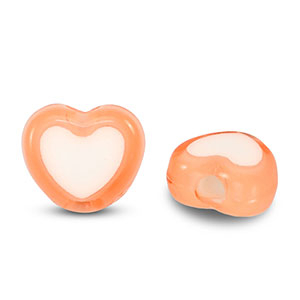 Acryl kralen hart Orange-white