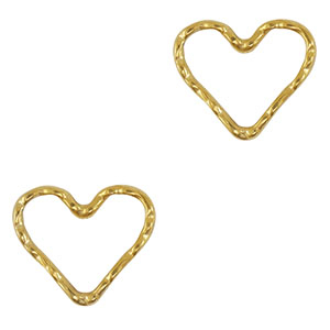 Roestvrij stalen (RVS) Stainless steel bedels/tussenstuk hart Gold