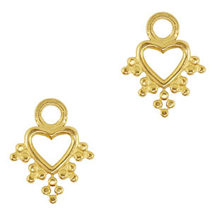Roestvrij stalen (RVS) Stainless steel bedels hart Gold