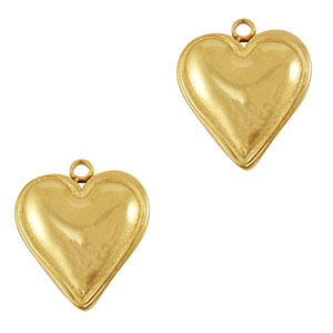 Roestvrij stalen (RVS) Stainless steel bedels hart Gold