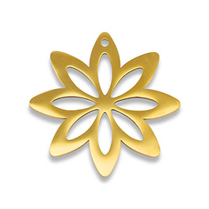 Roestvrij stalen (RVS) Stainless steel bedels bloem Gold