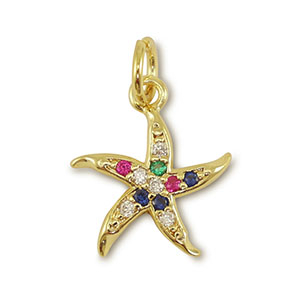 Brass TQ metaal bedels zeester Gold-multicolor
