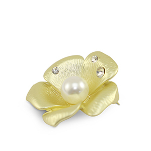 Broches bloem met parel Gold