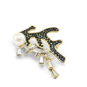 Broches zeewier Dark blue-gold