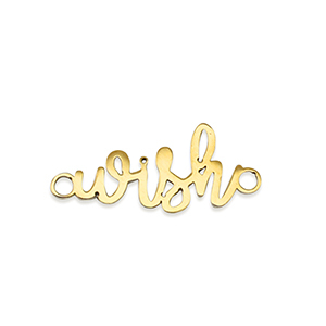 Roestvrij stalen (RVS) Stainless steel bedels tussenstuk ''wish'' Gold
