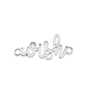 Roestvrij stalen (RVS) Stainless steel bedels tussenstuk ''wish'' Silver