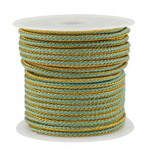 Trendy koord gevlochten 2.3mm Mint green-gold
