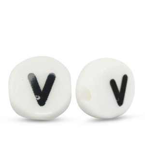 Letterkralen van keramiek V White-black