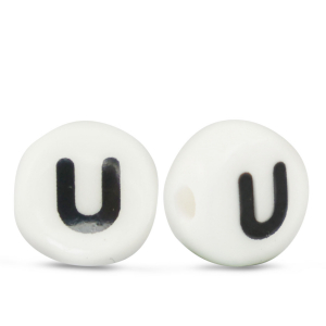 Letterkralen van keramiek U White-black