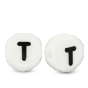 Letterkralen van keramiek T White-black