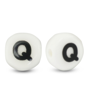 Letterkralen van keramiek Q White-black