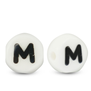 Letterkralen van keramiek M White-black