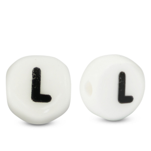 Letterkralen van keramiek L White-black