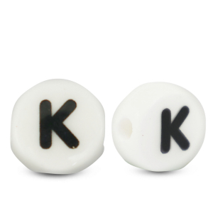 Letterkralen van keramiek K White-black