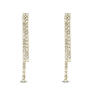Roestvrij stalen (RVS) Stainless steel oorbellen / oorstekers met ongelijke strass Gold