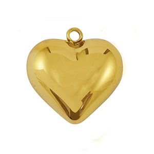 Roestvrij stalen (RVS) Stainless steel bedels hart Gold