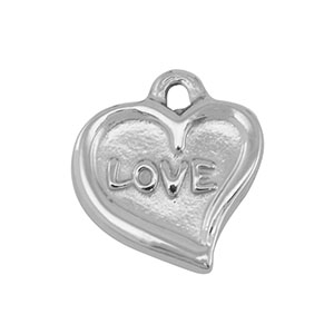 Roestvrij stalen (RVS) Stainless steel bedels hart Silver