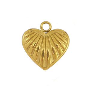 Roestvrij stalen (RVS) Stainless steel bedels hart Gold