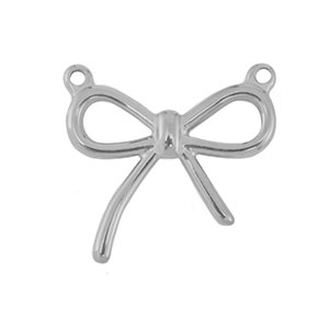 Roestvrij stalen (RVS) Stainless steel bedels strik Silver