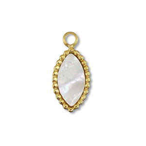 Roestvrij stalen (RVS) Stainless steel bedel schelp ovaal Gold-white (natuurlijke kleur)