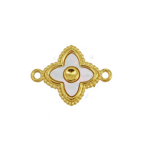 Roestvrij stalen (RVS) Stainless steel bedel tussenstuk schelp klaver Gold-white (natuurlijke kleur)