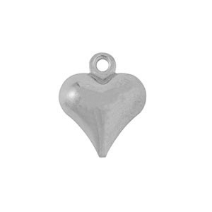 Roestvrij stalen (RVS) Stainless steel bedels hart Silver