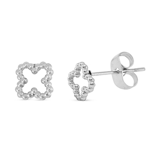 Roestvrij stalen (RVS) Stainless steel oorbellen / oorstekers klaver Silver