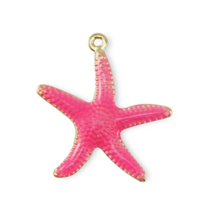 Brass TQ metaal bedels zeester Gold-dark pink