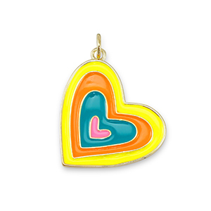 Brass TQ metaal bedels hart Gold-multicolor neon
