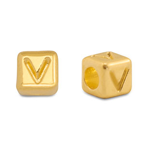 Letterkralen DQ metaal V Goud (nikkelvrij)