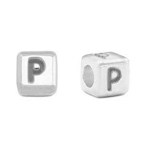 Letterkralen DQ metaal P Antiek zilver (nikkelvrij)