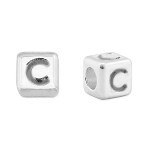 Letterkralen DQ metaal C Antiek zilver (nikkelvrij)