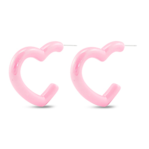 Trendy oorbellen hart Light pink-pearl shine coating