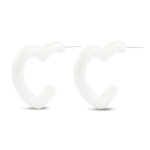 Trendy oorbellen hart White-pearl shine coating