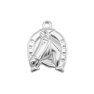 Roestvrij stalen (RVS) Stainless steel bedels paard Silver