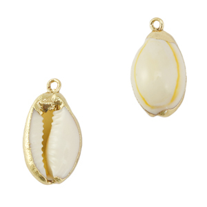 Schelp hangers specials Kauri Cream yellow-gold