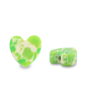 Natuursteen kralen hart Green-white-brown