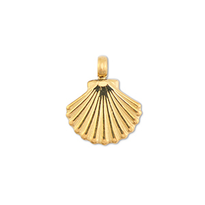 Roestvrij stalen (RVS) Stainless steel bedels schelp Gold