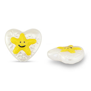 Acryl kralen hart met ster Pearl-yellow-black