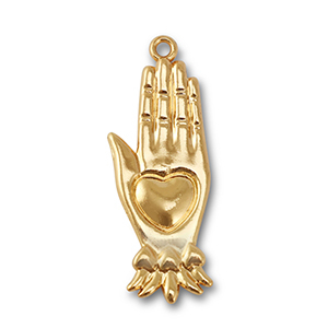 Bedels metaal hand met hart Gold