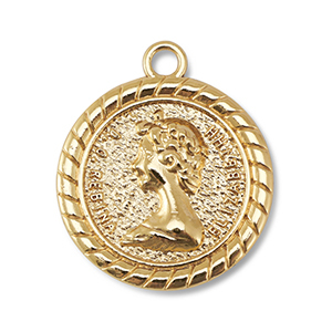 Bedels metaal rond met koningin Elisabeth Gold