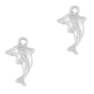 Roestvrij stalen (RVS) Stainless steel bedel dolfijn Silver