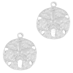 Roestvrij stalen (RVS) Stainless steel bedel rond zeester Silver