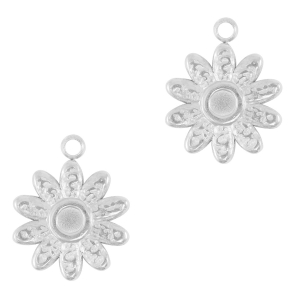 Roestvrij stalen (RVS) Stainless steel bedels zonnebloem Silver