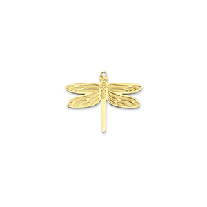 Roestvrij stalen (RVS) Stainless steel bedels libelle Gold
